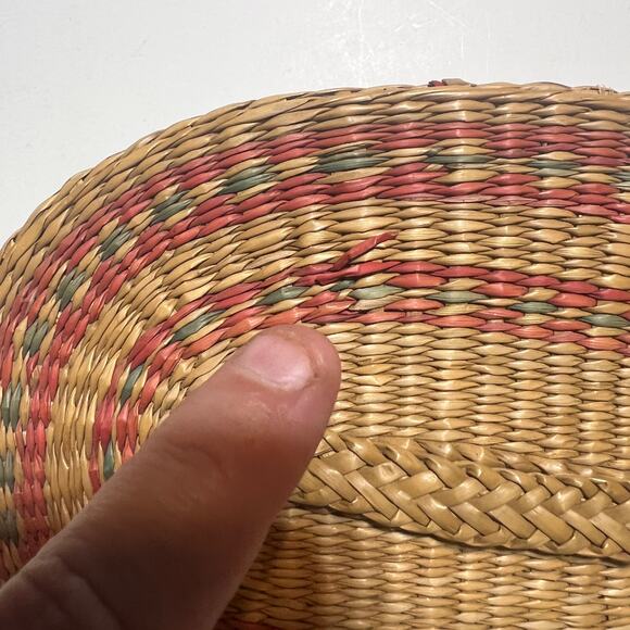 Vtg Handwoven Oval Sweetgrass Nesting Baskets Set of 4 Lidded Boho Storage READ - Picture 4 of 13